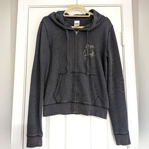 Love Pink (M) Zip-Up Grey Hoodie